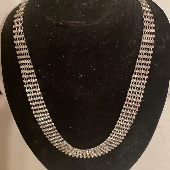 MCM 27” silver tone 6 row w/636 prong set Austrian crystals Tennis necklace - Picture 3 of 14